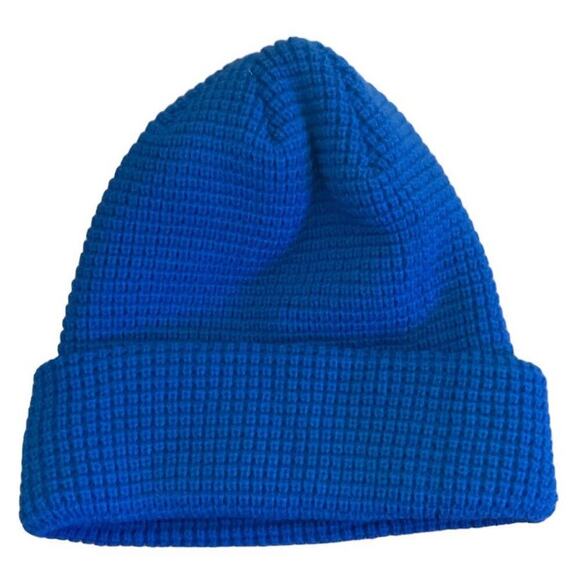 Yea.Nice Premium Beanie Logo Cuffed Flat Waffle Knit Warm Winter Hat - Picture 6 of 8